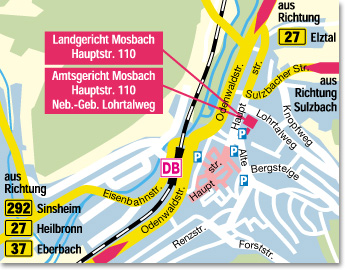 Auszug des Stadtplans von Mosbach